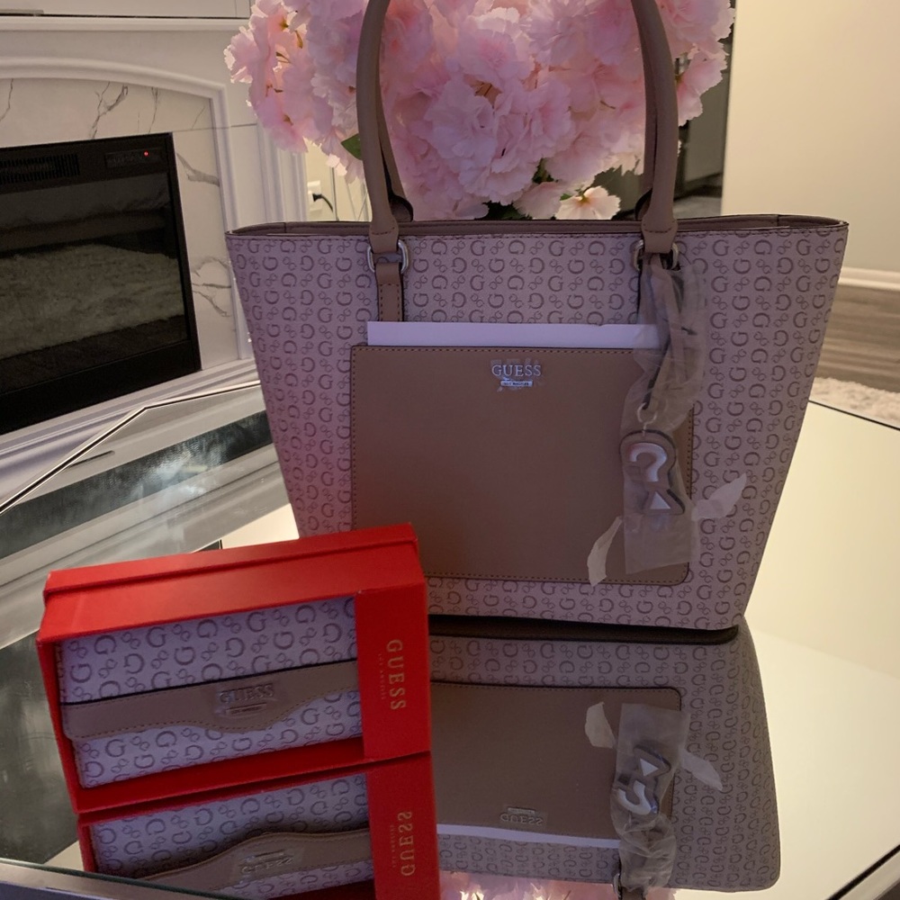 Guess multicolor satchel and wallet